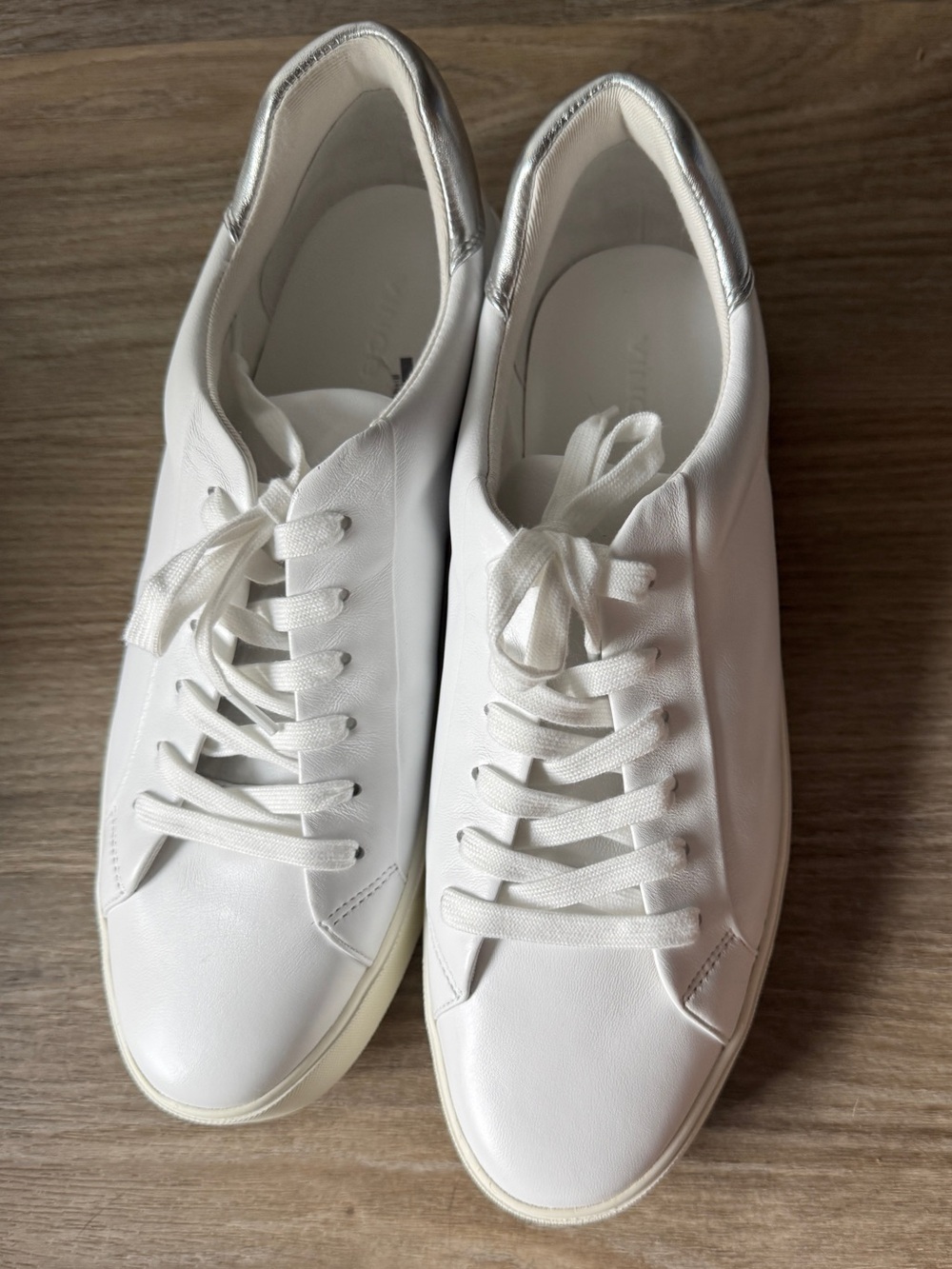NEW Vince White/Silver Benfield Platform Sneakers